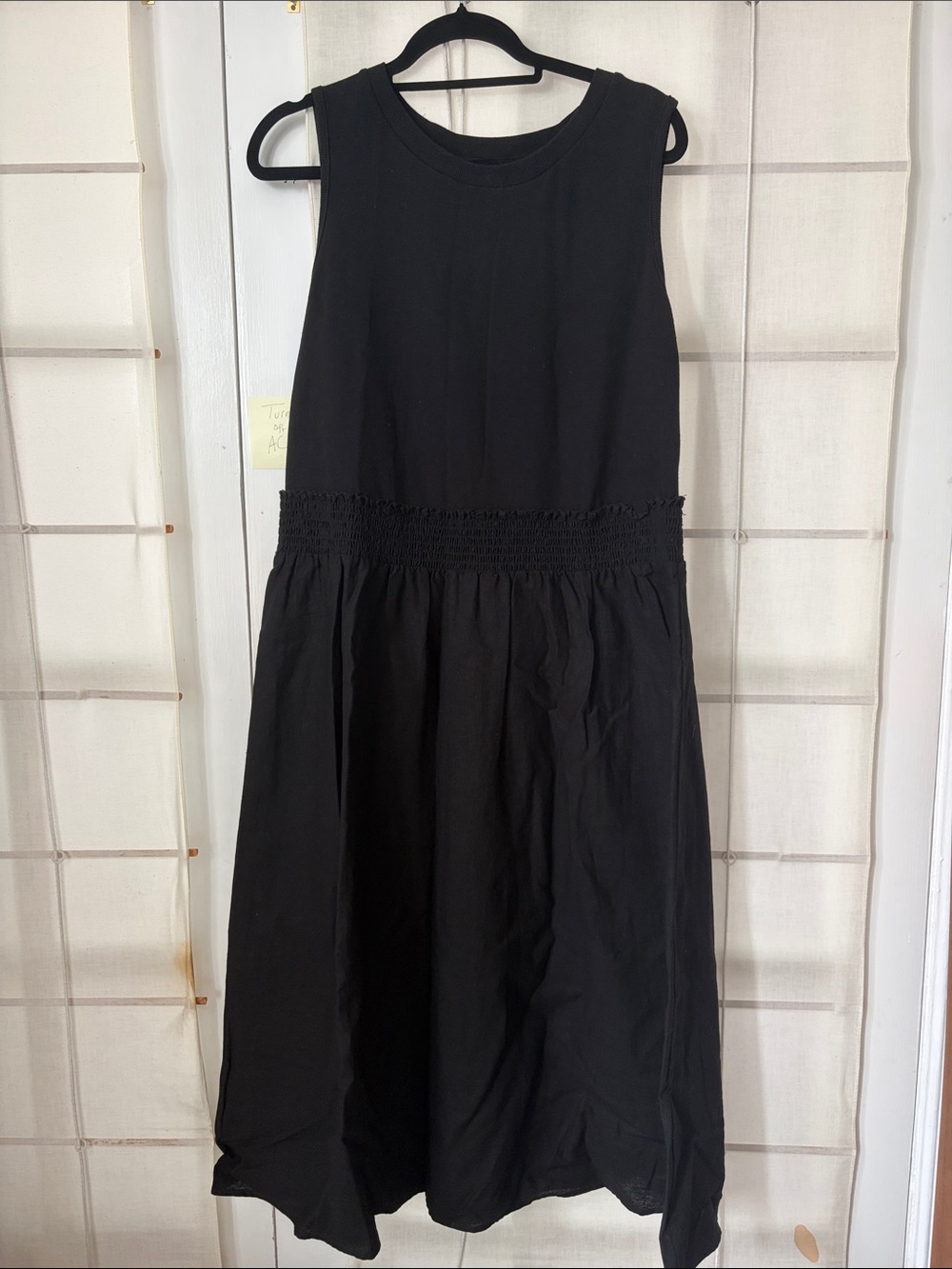 Black summer cotton linen blend dress